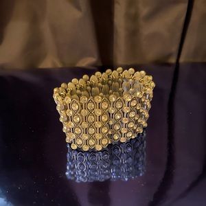 Large Clear Rhinestone Silver Toned Stretch Bracelet